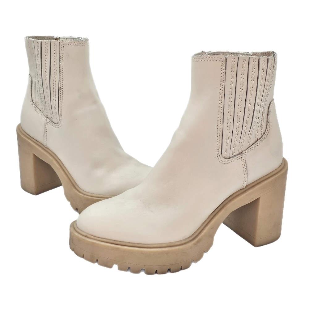 Dolce Vita Caster H2O Waterproof Platform Ankle Boots Ivory Size 6.5